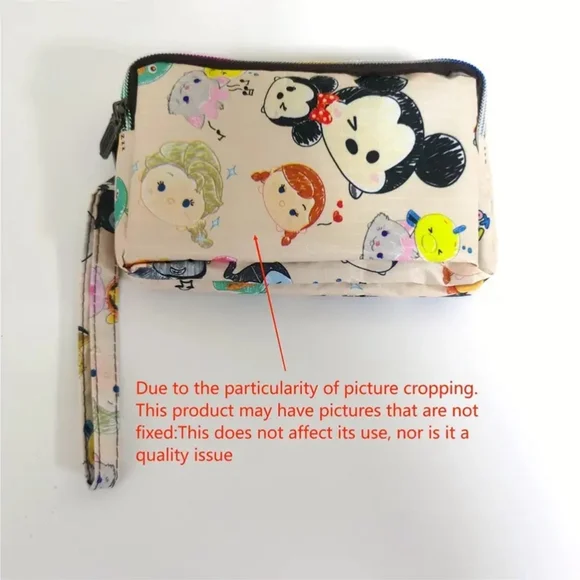 Tsum Tsum Disney’s Characters Beige Waterproof Clutch Wristlet Hong Kong Bag - Picture 3 of 8